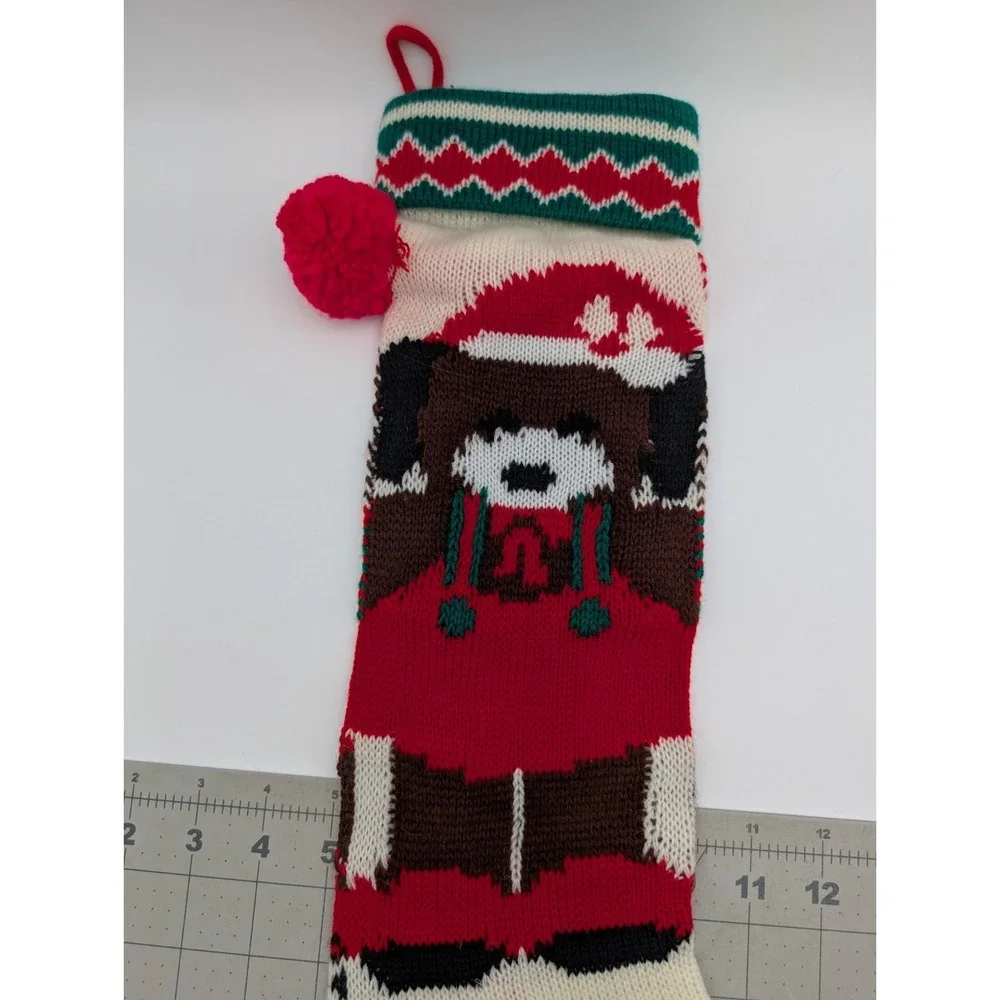 Acrylic Puppy Dog Christmas Stocking Knit 21 Inch‎
